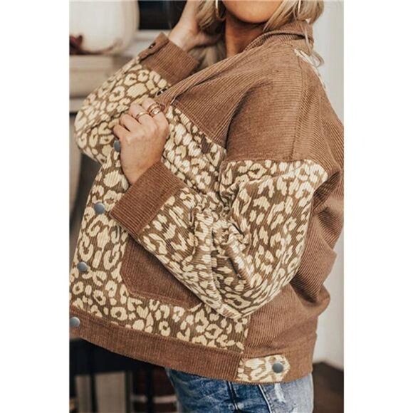 Leopard Button Up Drop Shoulder Jacket - Picture 4 of 11